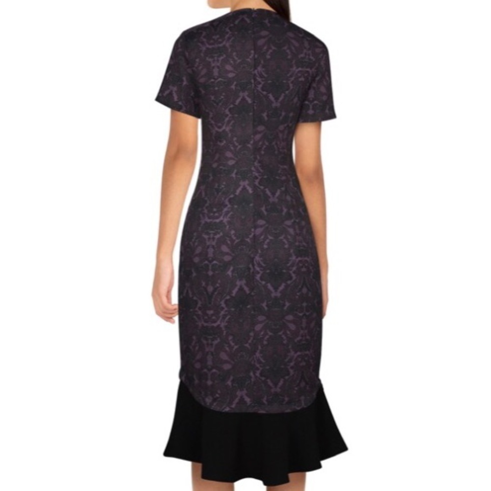 Damask Print Retro Pencil Dress Purple New - Picture 9 of 10